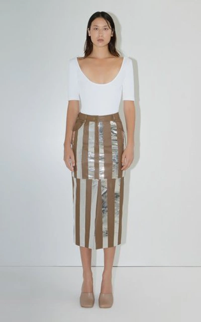 Shop Matãriel Women's Striped Vegan Leather Skirt
