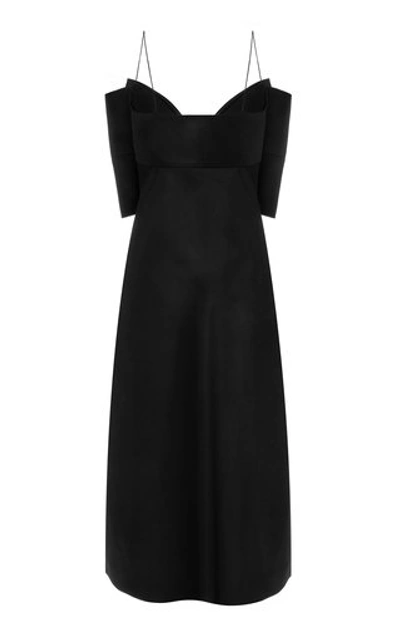 Shop Anna October Gala Bow-embellished Satin Dress In Black