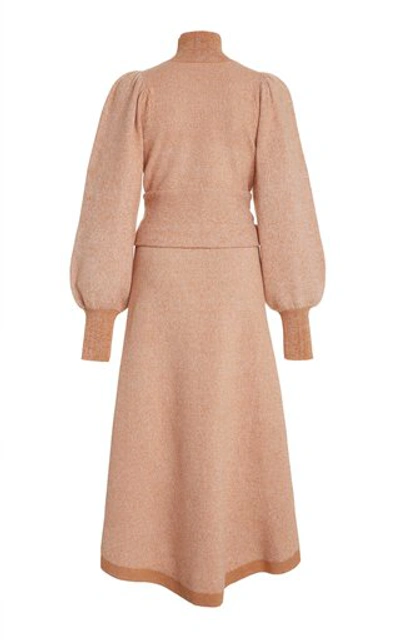 Shop Ulla Johnson Astrid Belted Wool Turtleneck Dress In Brown