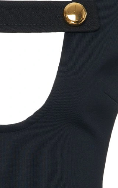 Shop Prada Button-detailed Stretch-jersey Bodysuit In Black