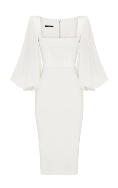 Shop Alex Perry Women's Pearson Balloon-sleeve Satin-crepe Midi Dress In White
