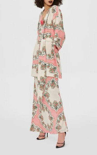 Shop Rodarte Women's Printed Belted Silk Robe In Pink
