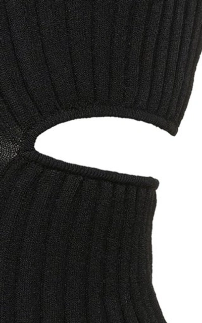 Shop Boyarovskaya Claire Cutout Ribbed-knit Top In Black