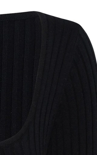 Shop Anna Quan Women's Vesna Ribbed-knit Cotton Midi Dress In Black