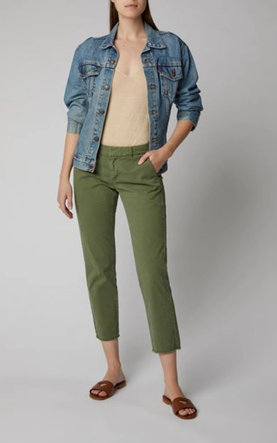 Shop Nili Lotan East Hampton Cropped Cotton-blend Pants In Green