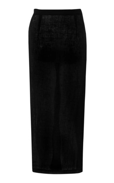 Shop Lisa Marie Fernandez Linen-blend Gauze Midi Wrap Skirt In Black