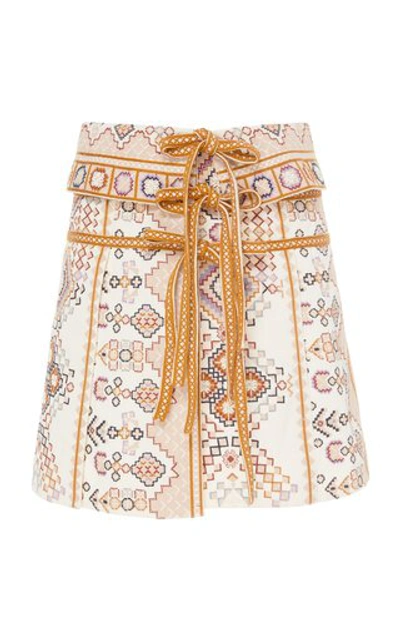 Shop Ulla Johnson Shaia Printed Cotton Mini Skirt In White