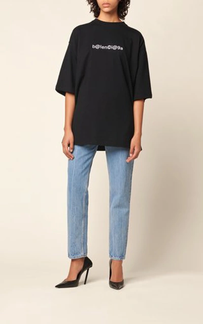Balenciaga Oversized Logo print T shirt In Black white ModeSens