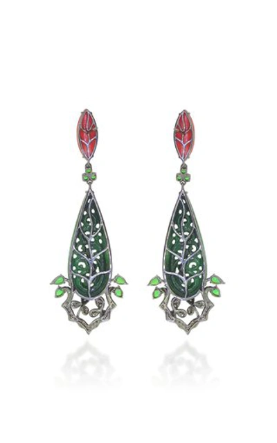 Shop Wendy Yue 18k Green Jade And Coral Earrings