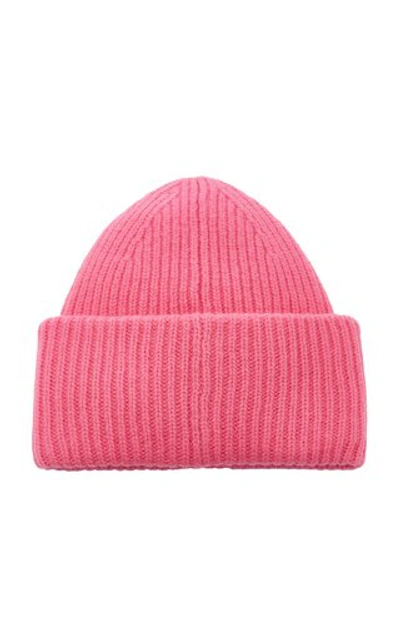 Shop Acne Studios Pansy N Face Appliquéd Wool Beanie In Pink