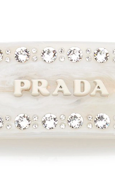 Shop Prada Plex Jeweled Barrette In White