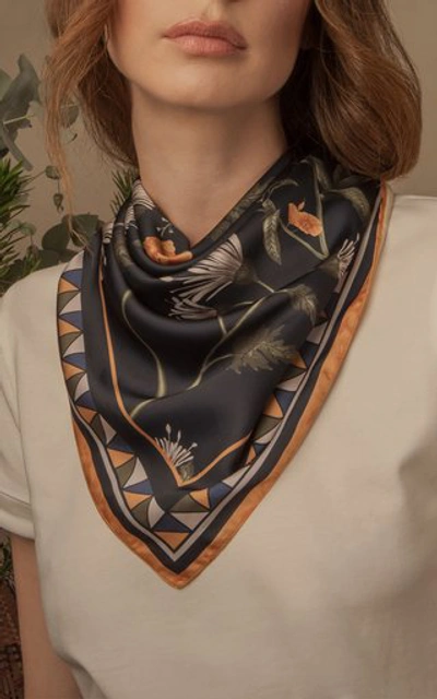 Shop Andres Otalora Aby Large Printed Scarf In Navy