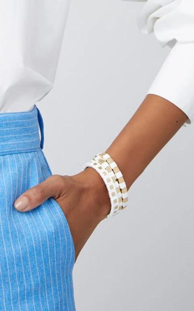 Shop Roxanne Assoulin Set-of-three Full Moon Zinc And Elastic Bracelets In White