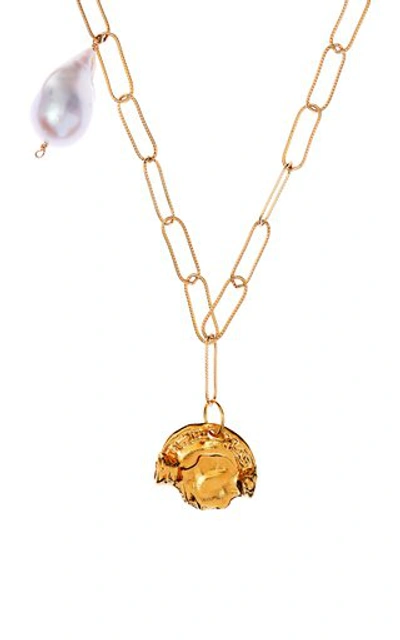 Shop Alighieri The Refrain Of The Night Pearl 24k Gold-plated Necklace
