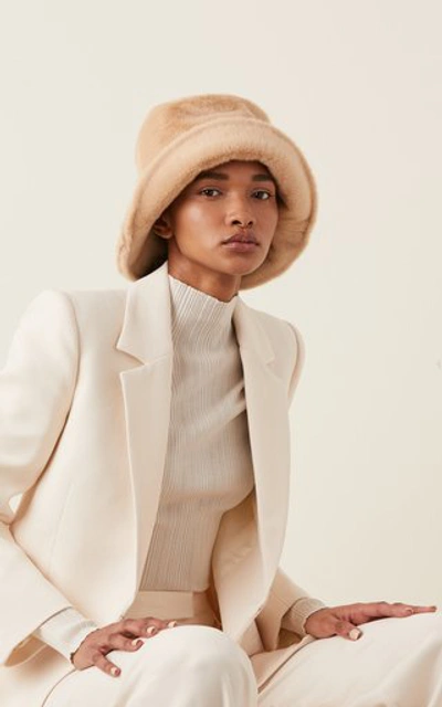 Shop Avenue Camille Faux Fur Bucket Hat In Neutral