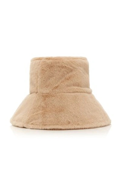 Shop Avenue Camille Faux Fur Bucket Hat In Neutral