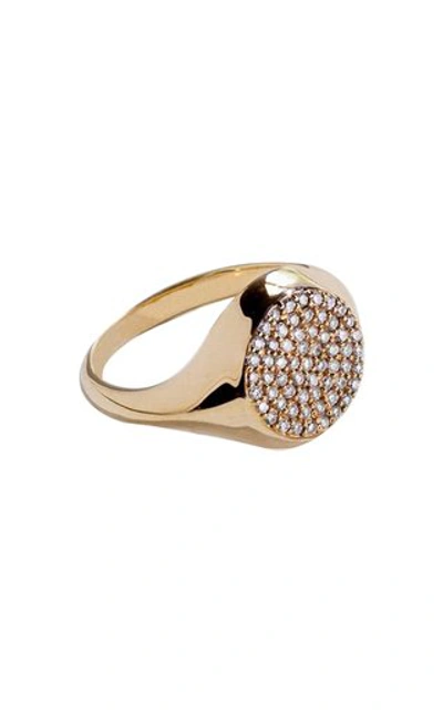 Shop Pamela Love Pavã© Diamond 14k Yellow Gold Pinky Signet Ring