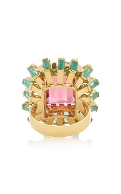 Shop Carol Kauffmann 18k Gold Tourmaline Emerald And Diamond Ring