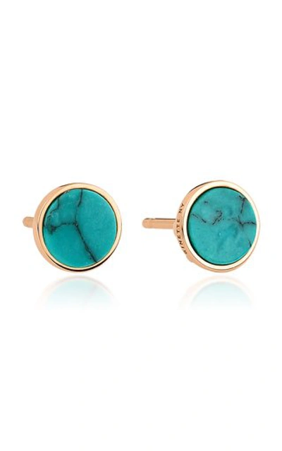 Shop Ginette Ny Women's Ever 18k Rose Gold Turquoise Disc Earrings In Blue