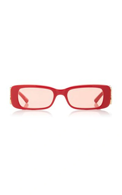 Shop Balenciaga Women's Dynasty Square-frame Acetate Sunglasses In Red
