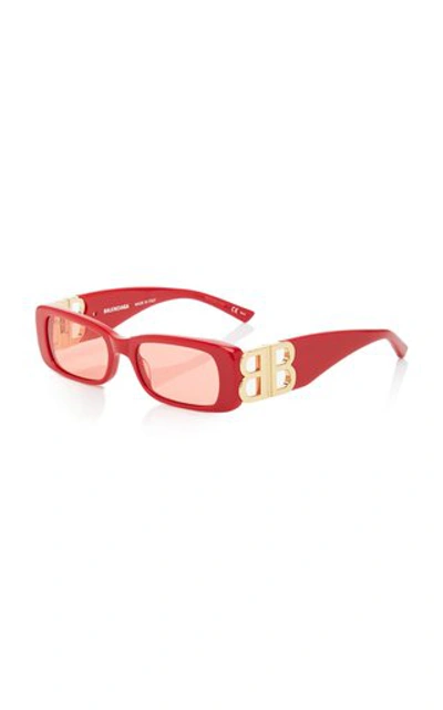Shop Balenciaga Women's Dynasty Square-frame Acetate Sunglasses In Red