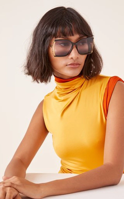 Gucci Gradient Square-frame Metal Sunglasses In Ivory
