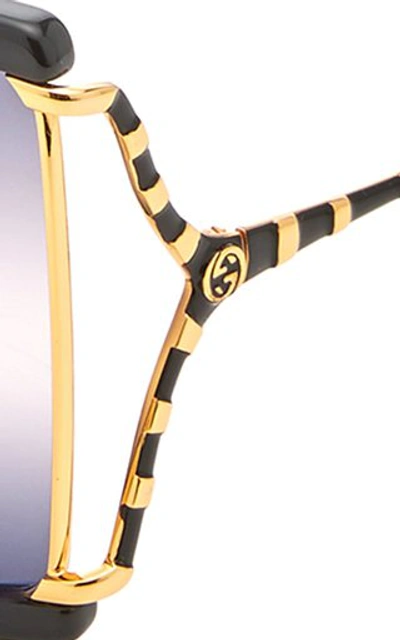 Gucci Gradient Square-frame Metal Sunglasses In Ivory