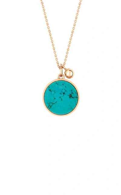 Shop Ginette Ny Women's Ever 18k Rose Gold Turquoise Disc Necklace In Blue