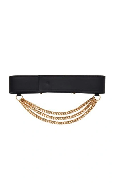 Shop Alessandra Rich Embellished Leather Waist Belt In Black