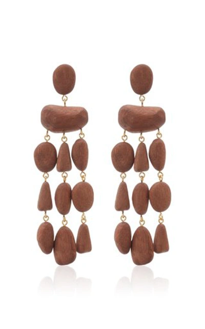 Shop Cult Gaia Tallulah Wood Earrings In Brown
