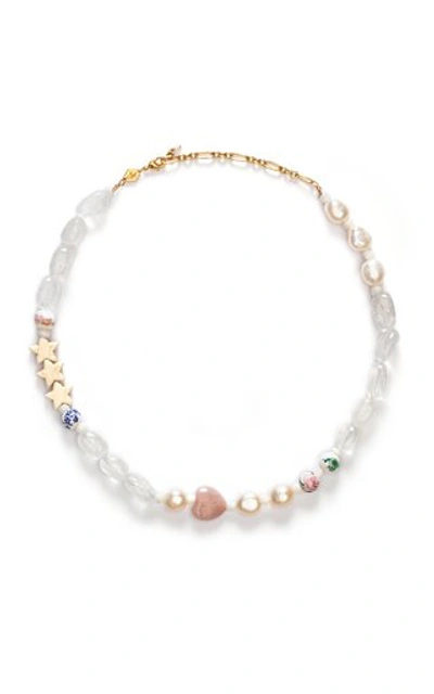 Shop Anni Lu Heloise Beaded Necklace In White