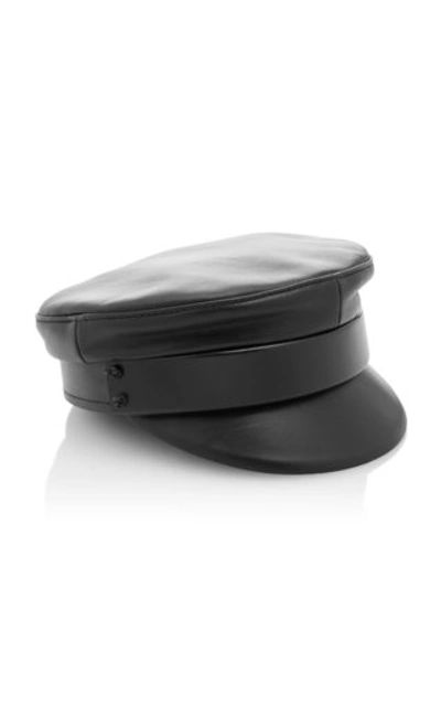 Shop Ruslan Baginskiy Hats Women's Leather Baker Boy Cap In Black