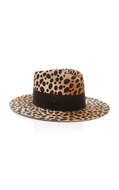 Shop Nick Fouquet Lynx Printed Ribbon-trimmed Felt Hat In Brown