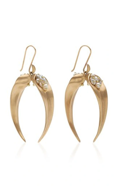 Shop Annette Ferdinandsen 14k Gold Pearl And Sapphire Earrings