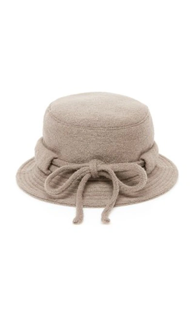 Shop Jacquemus Le Bob Embroidered Wool Bucket Hat In Grey