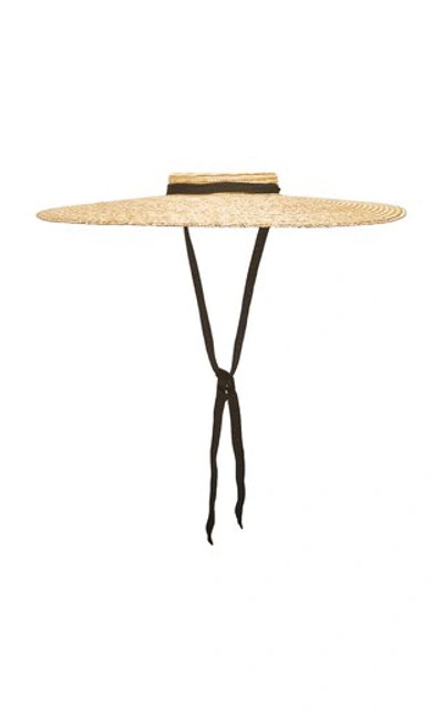 Shop Jacquemus Le Chapeau Santon Grosgrain-trimmed Straw Hat In Neutral