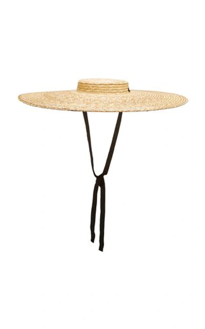 Shop Jacquemus Le Chapeau Santon Grosgrain-trimmed Straw Hat In Neutral