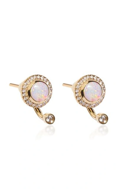 Shop Pamela Love Gravitation Opal And White Diamond Earrings In Multi