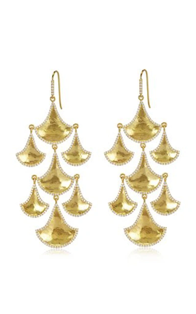 Shop Amrapali Women's Kimaya Fan Graduated 18k Yellow-gold And Diamond Chandelier Earrings