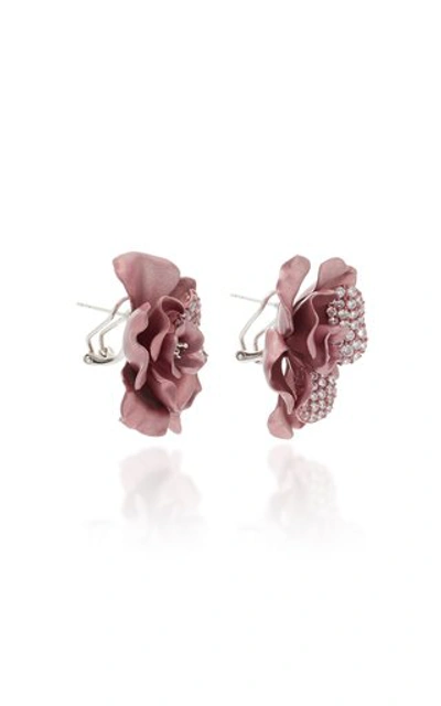 Shop Anabela Chan Camelia 18k White Gold Vermeil Diamond Earrings In Pink