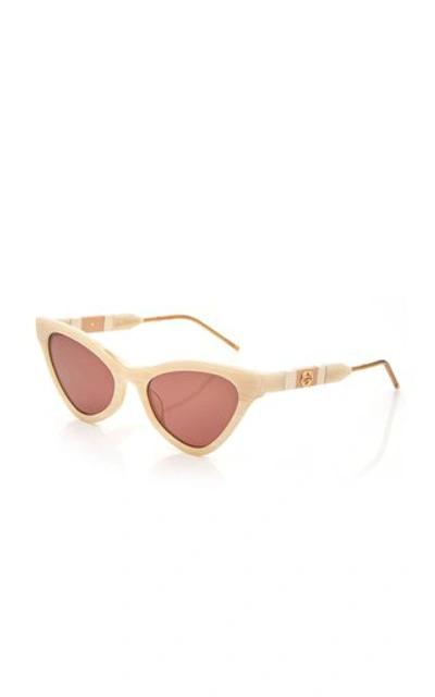 Shop Gucci Women's Cat-eye Acetate Sunglasses In Ivory,brown