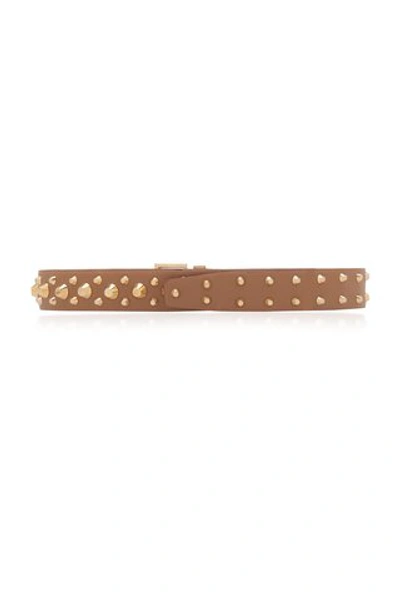 Shop Prada Studded Leather Belt In Brown