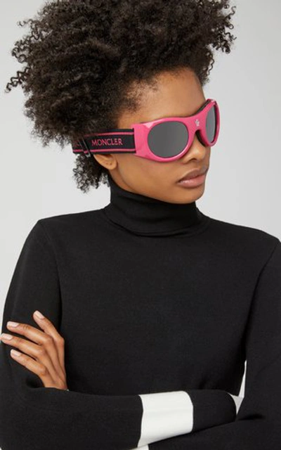 Shop Moncler Round-frame Ski Goggles In Pink