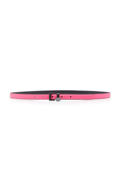 Shop Prada Thin Leather Belt In Pink