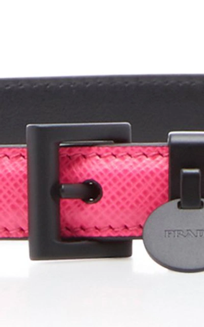 Shop Prada Thin Leather Belt In Pink