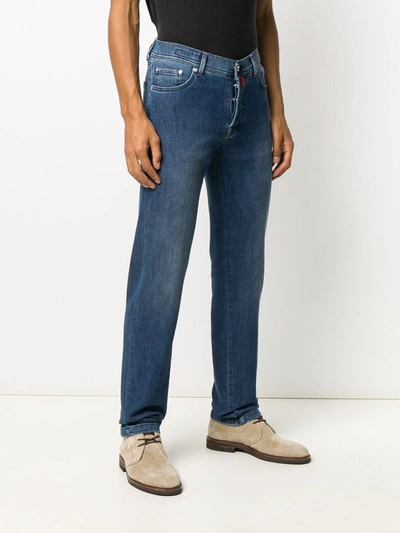 Shop Kiton Short Denim Jeans In Blue