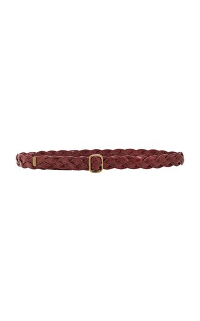 Shop Philosophy Di Lorenzo Serafini Woven Vegan Leather Belt In Burgundy