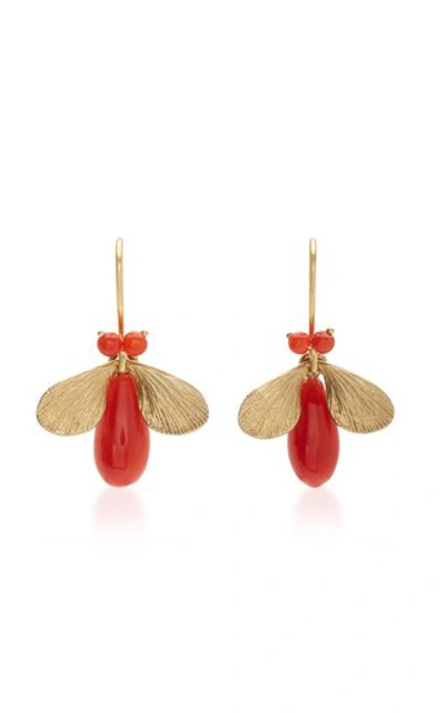 Shop Annette Ferdinandsen 14k Gold And Coral Earrings