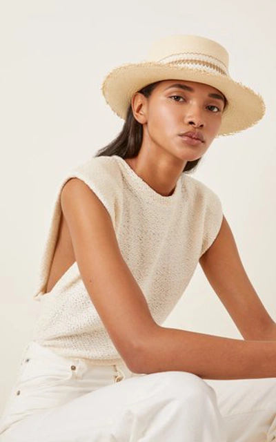 Shop Sensi Studio Cordovez Embellished Frayed Straw Hat In Neutral