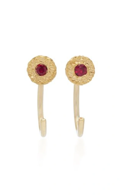 Shop Octavia Elizabeth Ruby Nesting Gem 18k Gold Ruby Earrings In Red